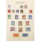 Commonwealth stamps Sierra Leone, Singapore and Somaliland arranged on several pages