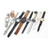 Nine vintage and later ladies and gentlemen's wristwatches including Zenith, Seiko and Sekonda