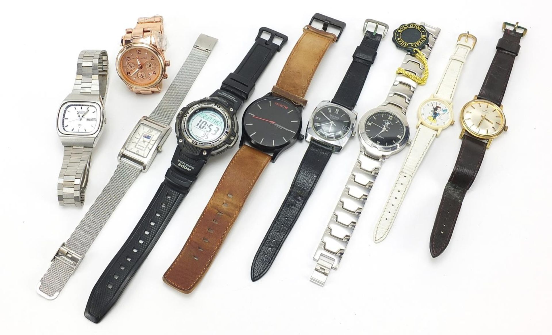 Nine vintage and later ladies and gentlemen's wristwatches including Zenith, Seiko and Sekonda