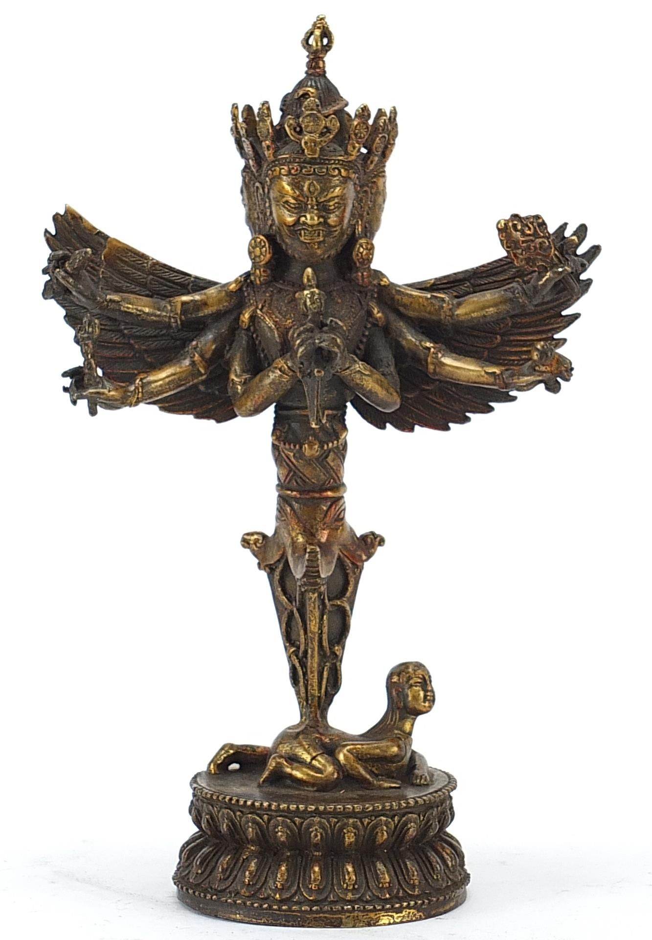 Chino Tibetan gilt bronze deity, 27cm high