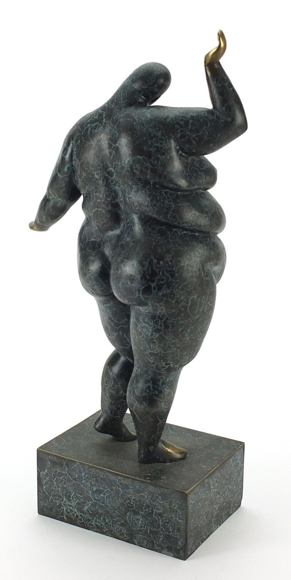 Mid century style patinated bronze study of a nude female raised on a rectangular block base, 47cm - Image 2 of 3