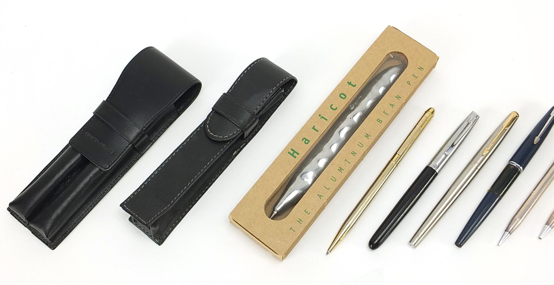 Vintage and later pens, pencils and two pen cases including a 925 silver cross propelling pencil and - Image 2 of 3
