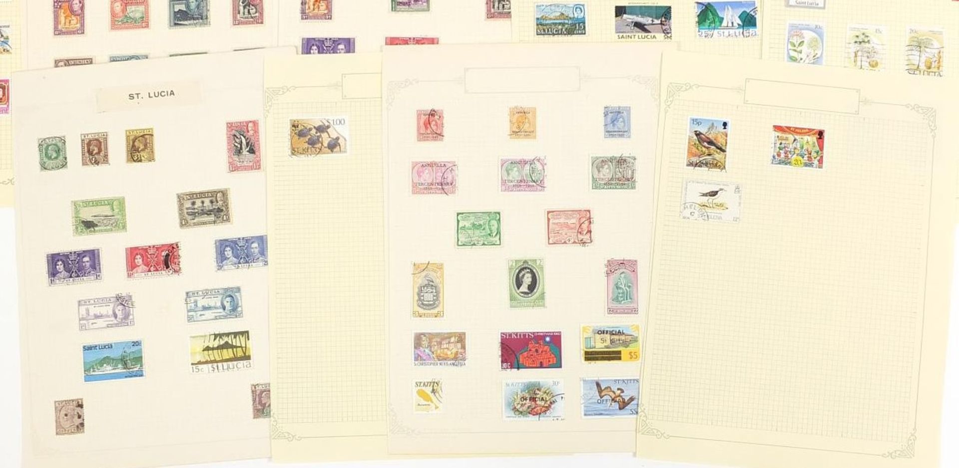 Commonwealth stamps from Saint Helena, Saint Kitts & Nevis and Saint Lucia arranged on several pages - Image 7 of 7