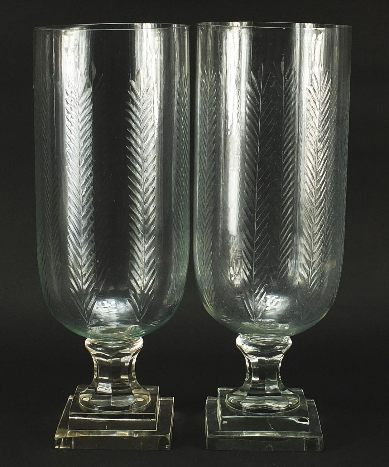 Pair of Regency style cut glass celery vases, 40cm high - Image 2 of 3