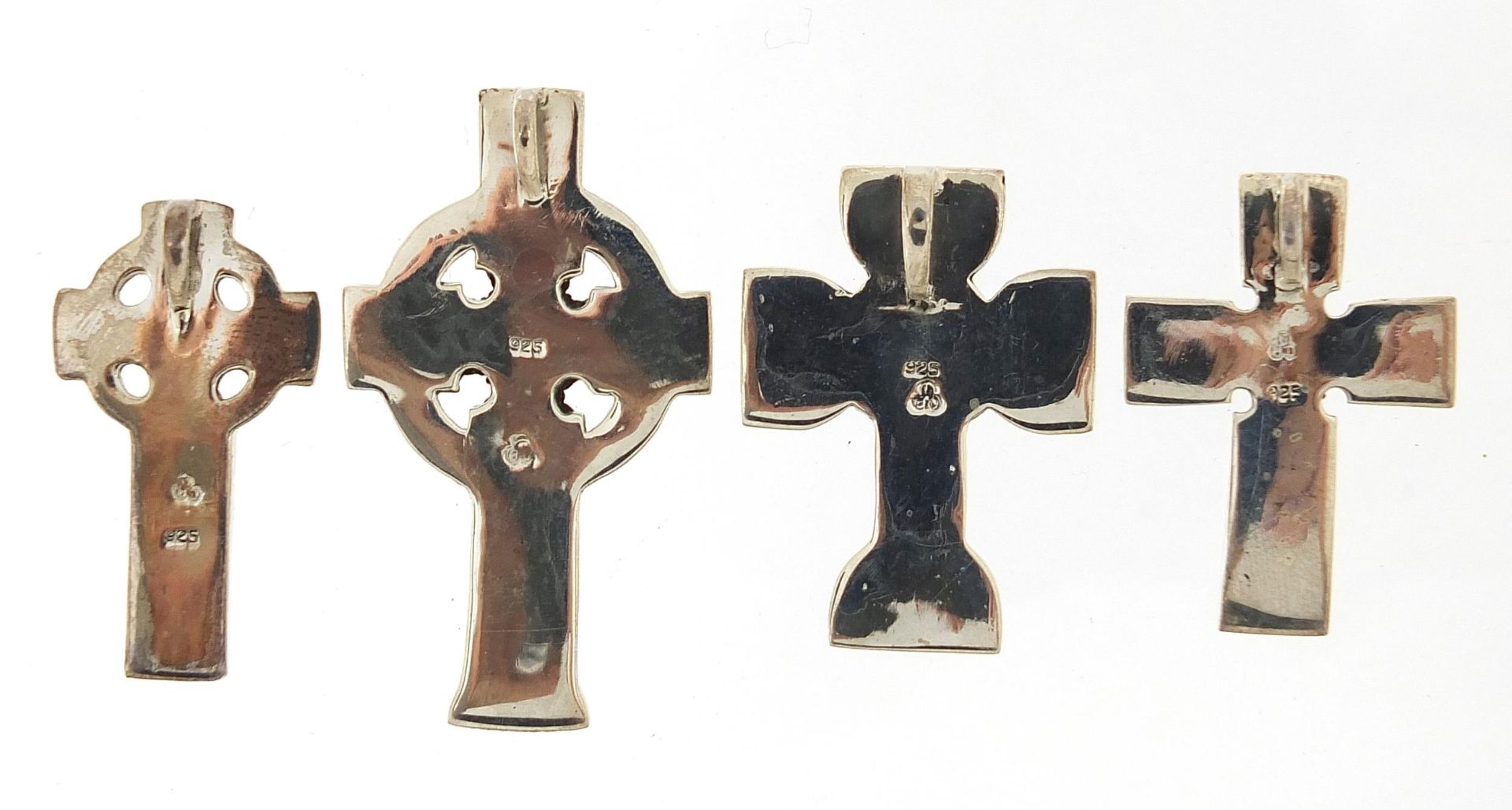 Four silver Celtic cross pendants, the largest 4.7cm high, total 30.4g - Image 4 of 5