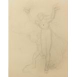 Manner of William Blake - Study of two figures, pencil on paper, inscribed verso, unframed, 27cm x