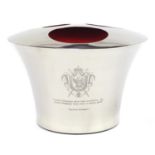 Three bottle Champagne ice bucket with Napoleon Bonaparte and Lily Bollinger mottos, 25cm high x