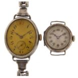 Two silver wristwatches including an Art Deco example, the largest 25mm wide