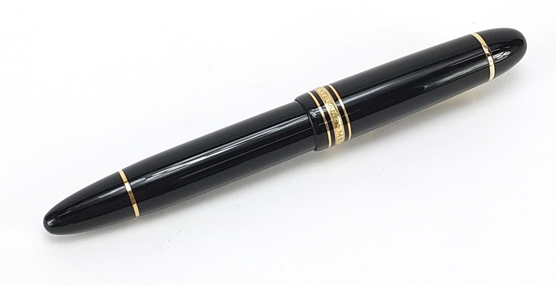 Mont Blanc Meisterstuck no 149 fountain pen and 14k gold nib and accessories including case and ink - Image 3 of 6