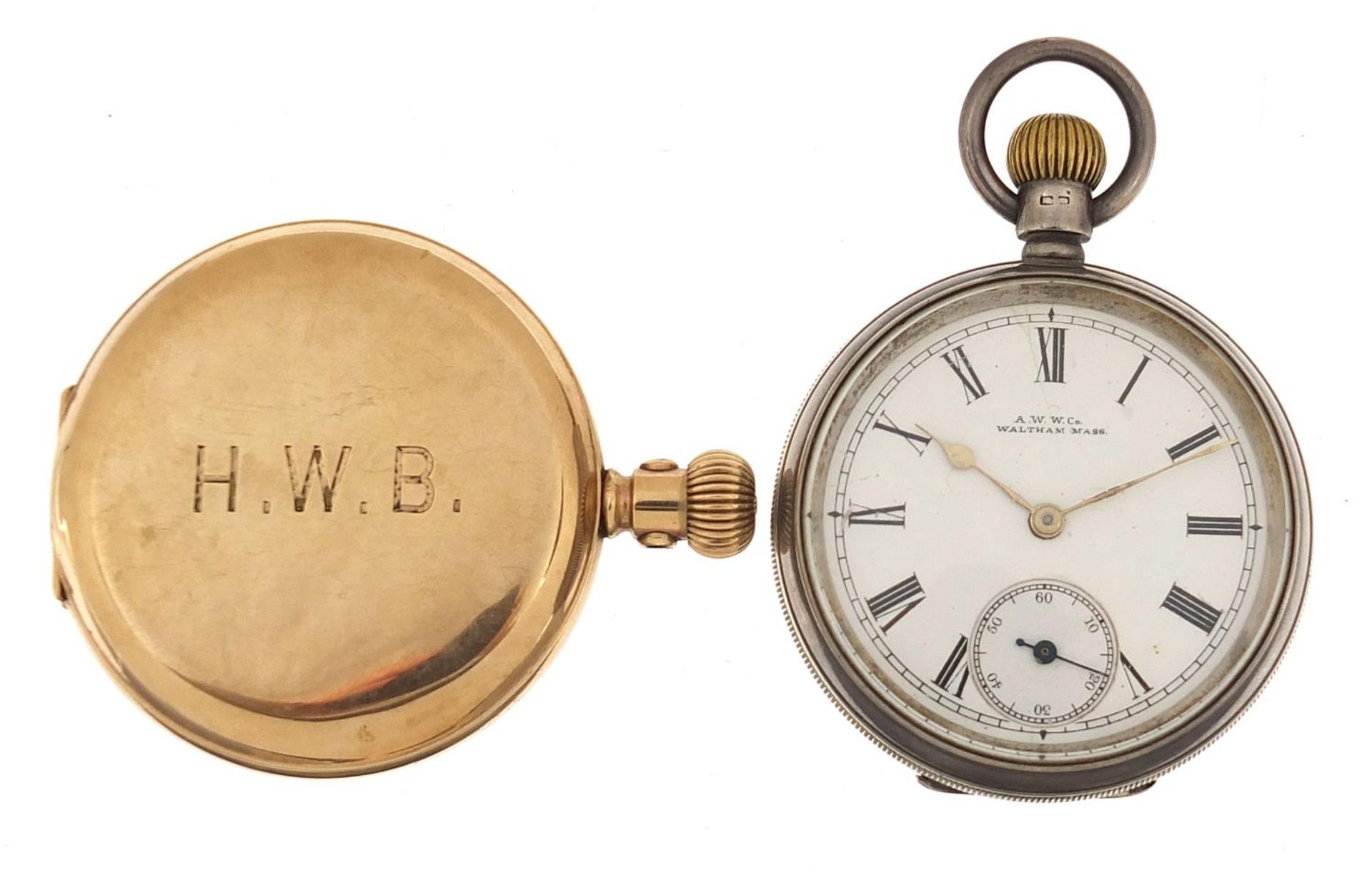 Gentlemen's silver Waltham open face pocket watch and a gold plated full hunter pocket watch, the - Image 2 of 7