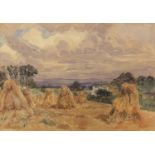 Manner of Thomas Churchyard - Hayricks near Maidstone, Kent, 19th century watercolour on paper,