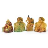 Four Wade cellulose figurines of Art Deco females, the largest 19cm high
