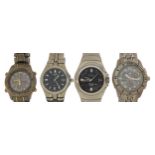 Four gentlemen's Citizen Eco Drive wristwatches with boxes including a Titanium chronograph