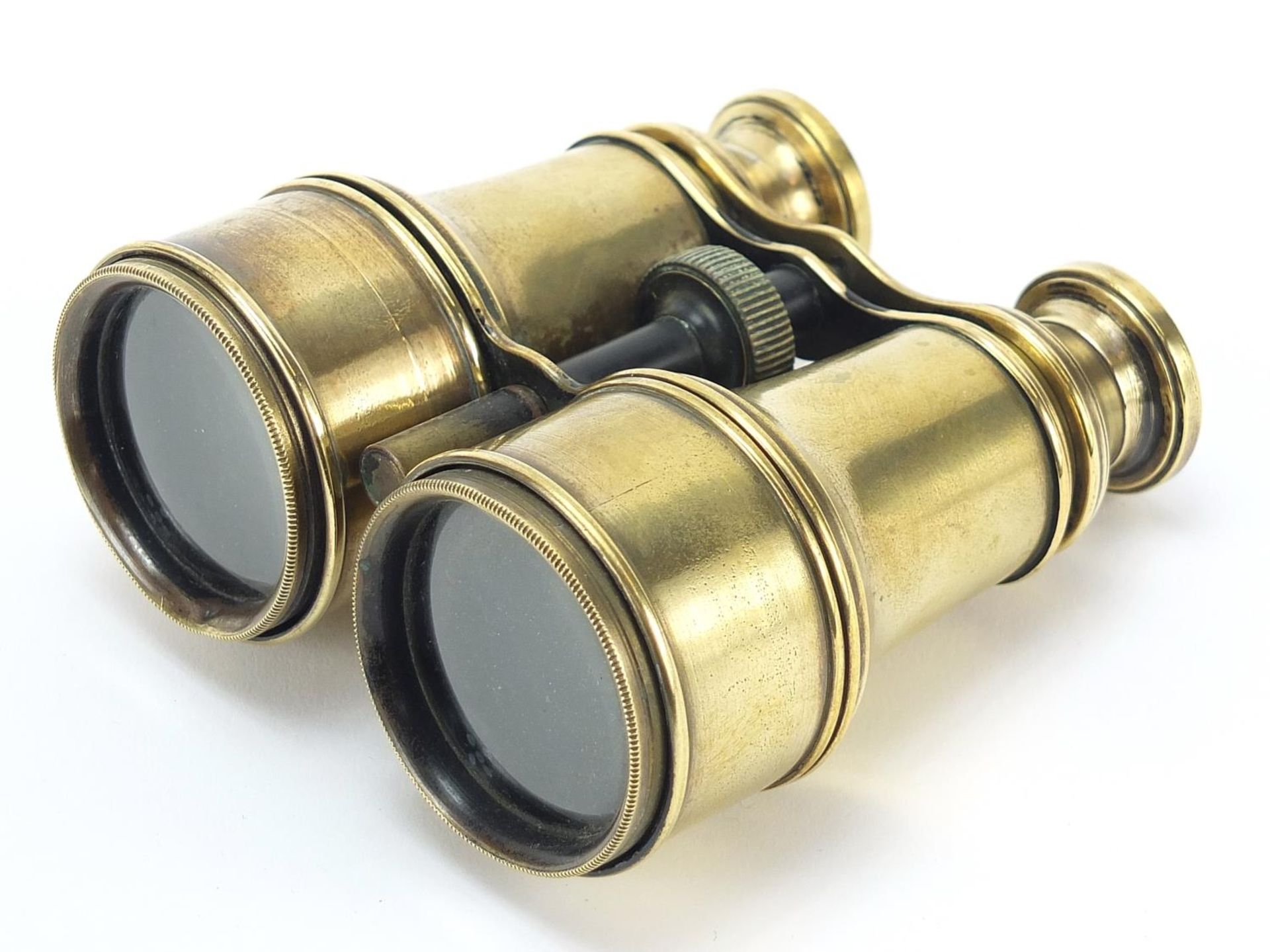 Pair of Naval interest brass binoculars, 12cm high - Image 3 of 3