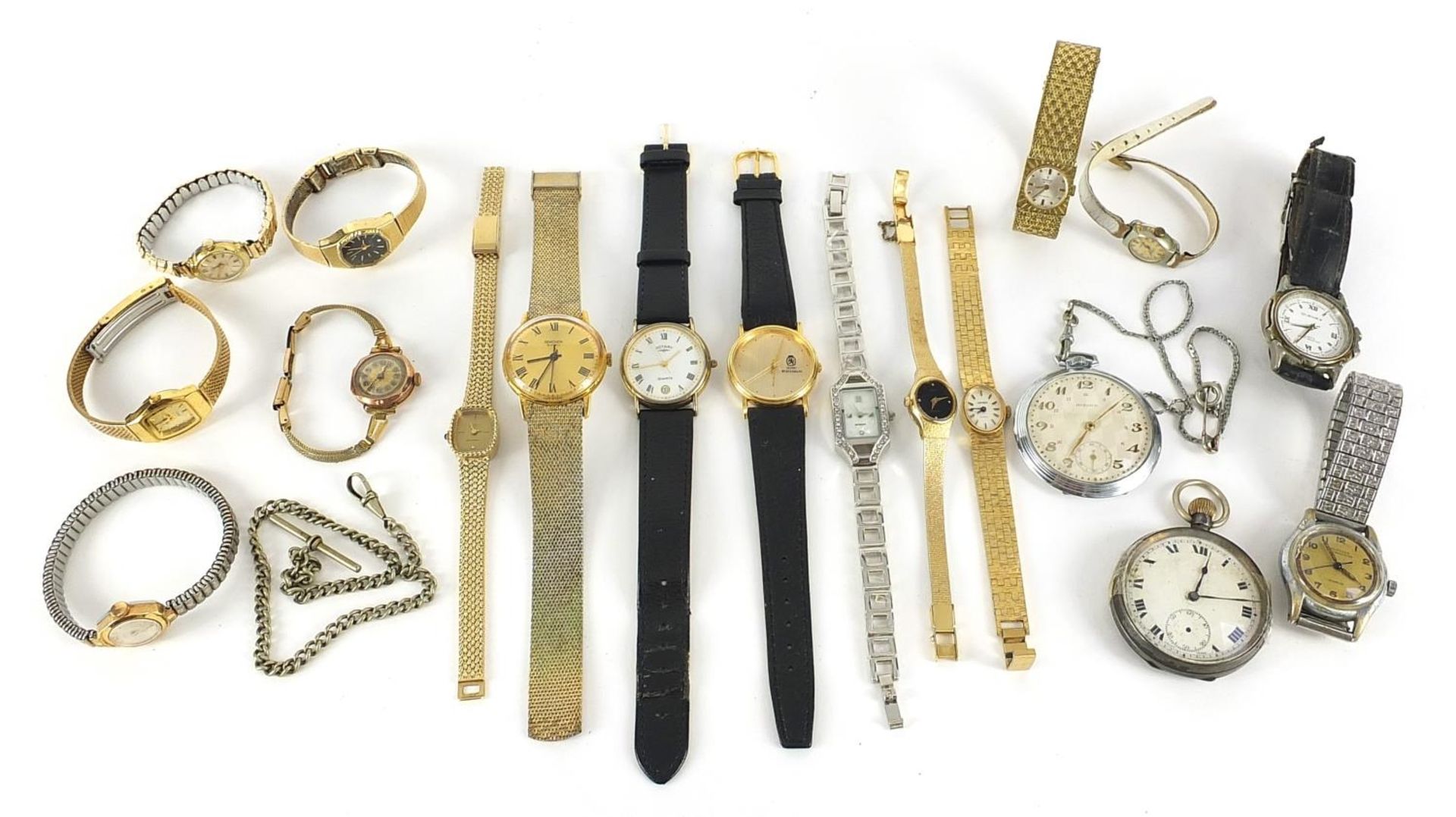 Vintage and later ladies and gentlemen's watches including ladies 9ct gold wristwatch, gentlemen's