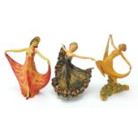 Three Wade cellulose figurines of Art Deco females, the largest 23cm high