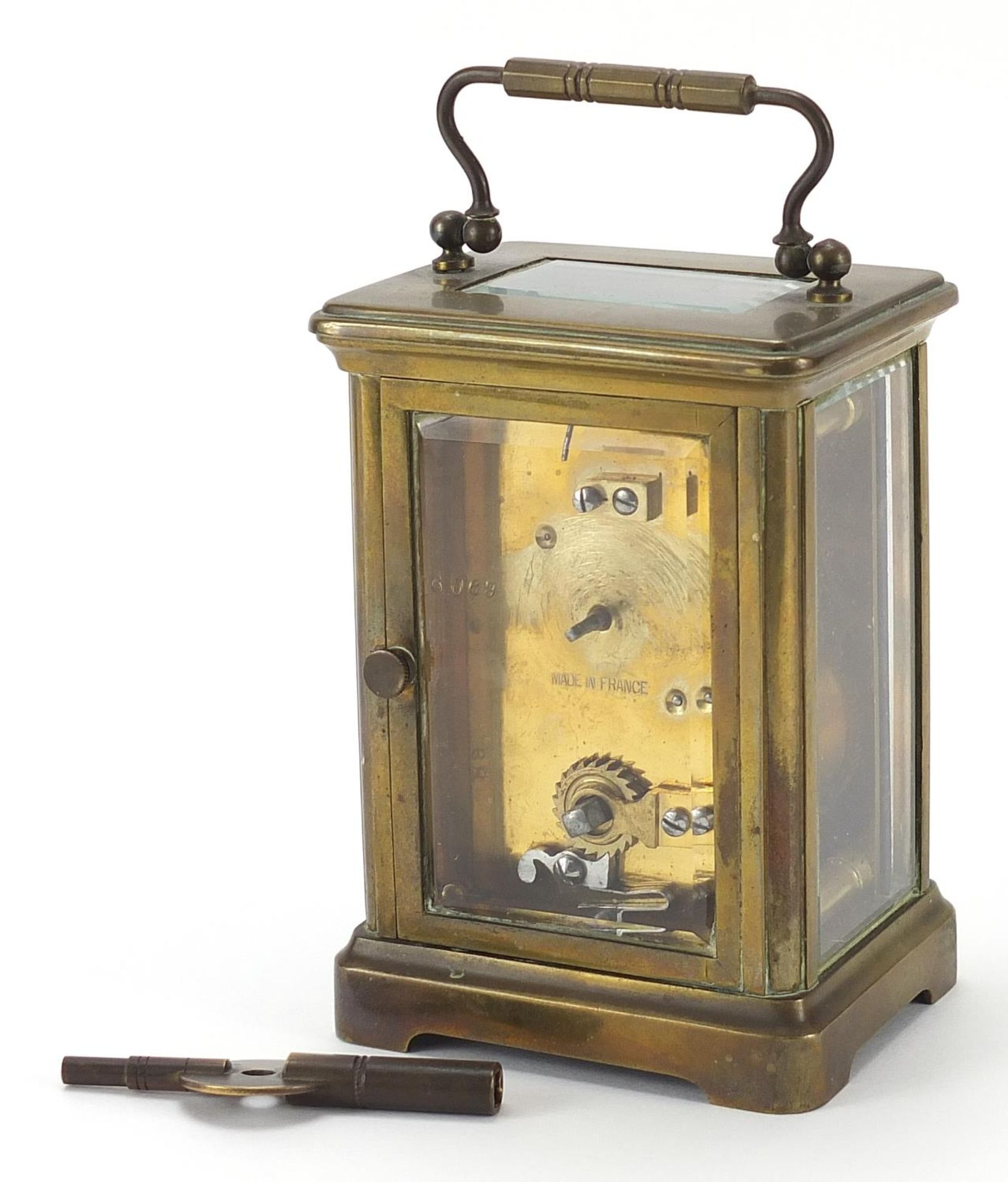 Brass cased carriage clock with swing handle, 11.5cm high - Bild 2 aus 5