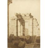 Roman ruins, 19th century sepia watercolour on paper, monogrammed H P G F and dated 1832,