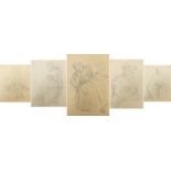 School of George Hayter - Female and child portraits, five pencil drawings on paper, taken from an