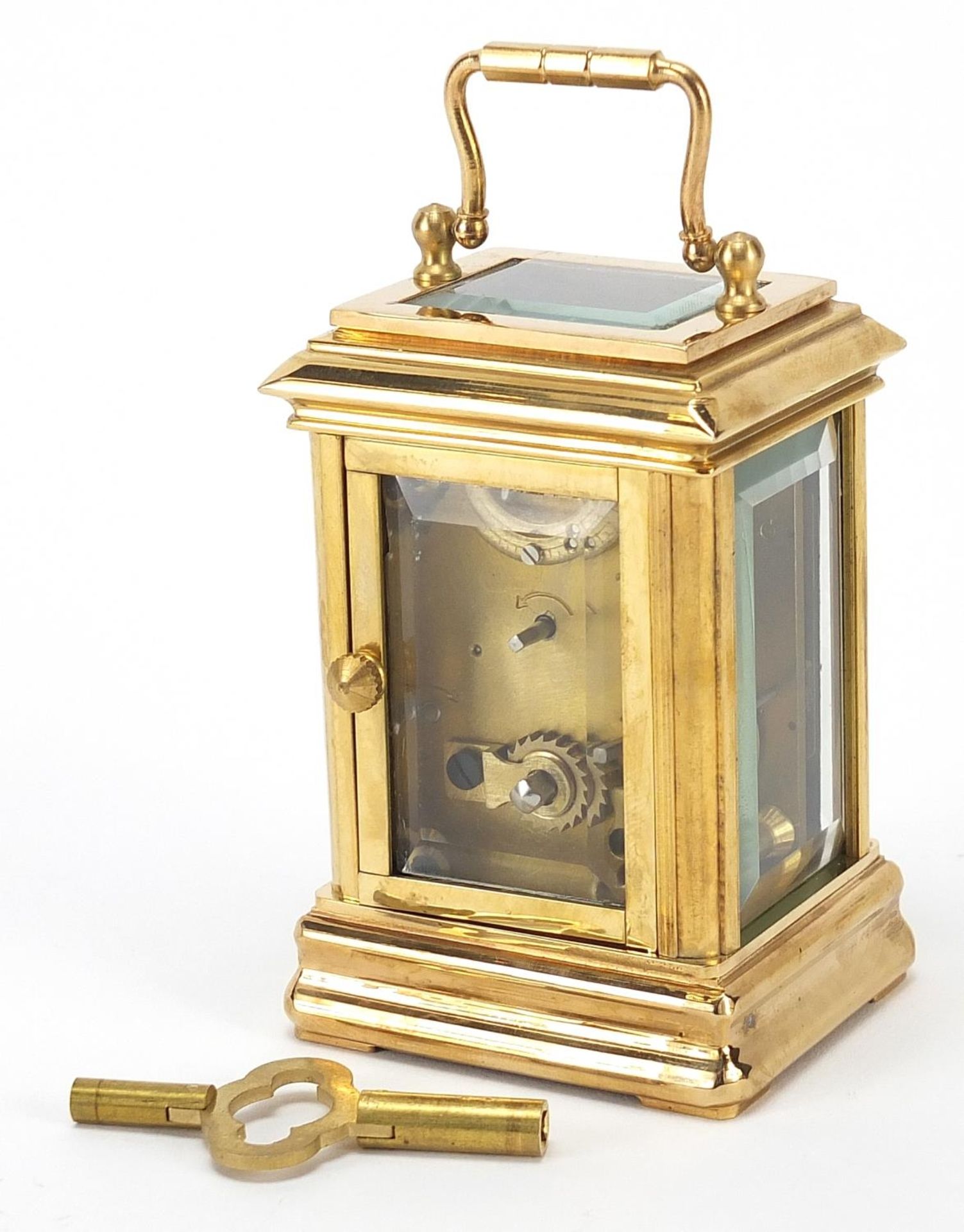 Miniature brass cased carriage clock with enamelled dial, 8.5cm high - Bild 2 aus 4