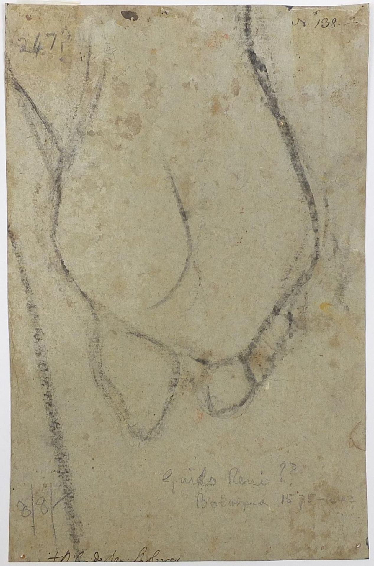 Manner of Guido Reni - Virgin Mary and Jesus, antique Bolognese school Old Master pencil on paper, - Image 3 of 4