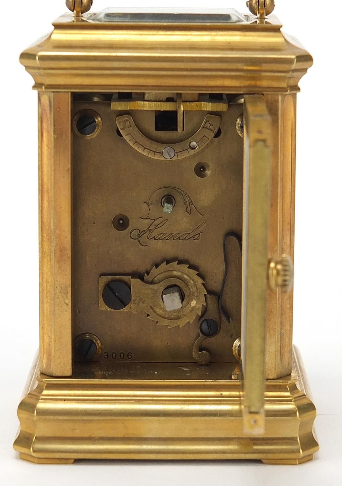 Miniature brass cased carriage clock with Sevres style panels, 8cm high - Bild 3 aus 4