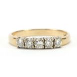 14ct gold diamond five stone ring, size L, 1.8g