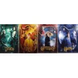 Set of four Harry Potter cinema film banners, each 180cm x 120cm