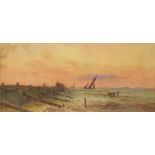 Horace Chambers - Coastal scene with boats and figures, watercolour, mounted, framed and glazed,
