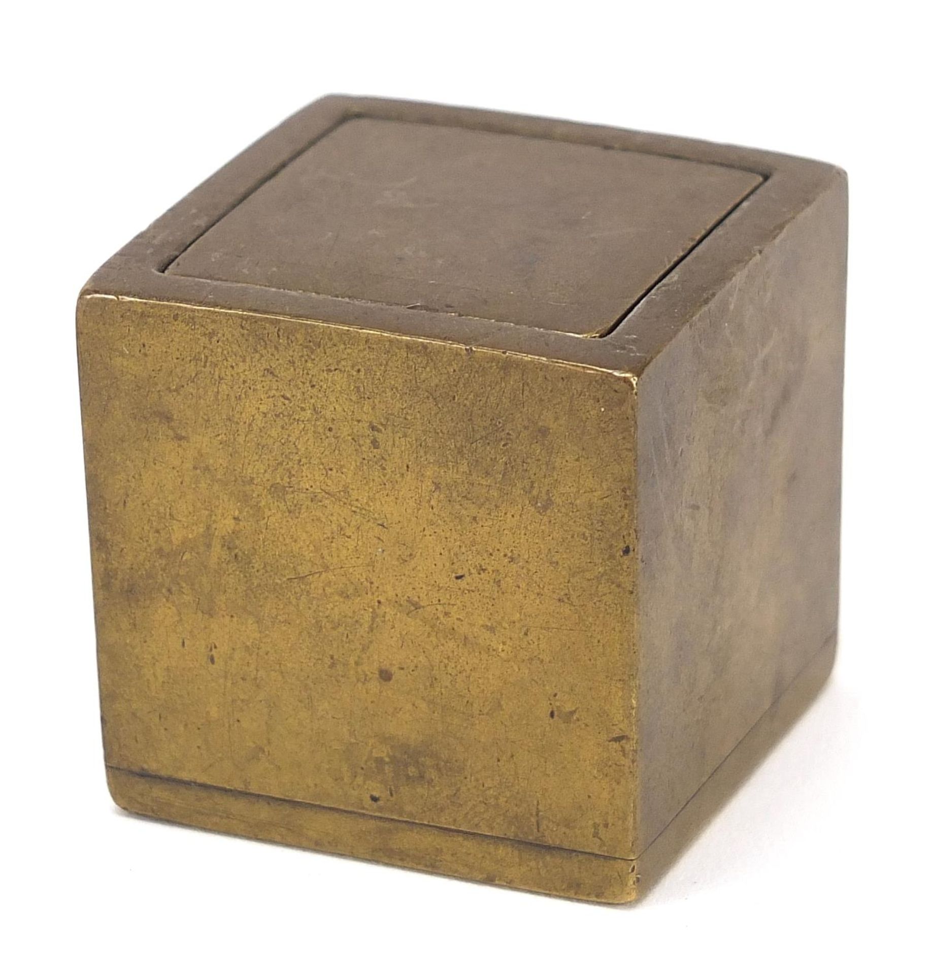 Chinese patinated bronze interlocking seal box, 3.5cm high - Image 4 of 4