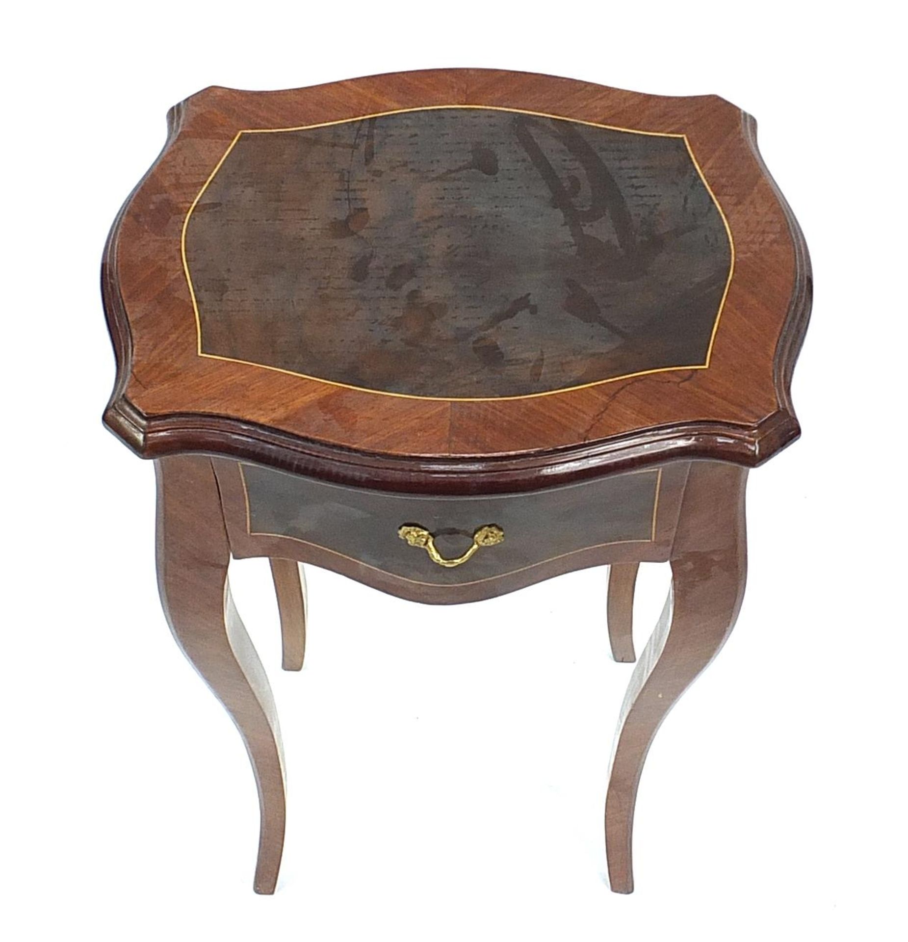French style side table with serpentine outline and frieze drawer, 78cm H x 44cm W x 34cm D - Bild 3 aus 4