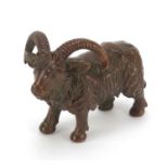 Large Japanese patinated bronze ram, impressed marks, 6.5cm in length