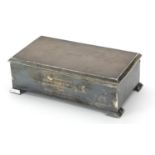 S J Rose & Son, rectangular silver cigar box with presentation inscription - presented to Dorothy