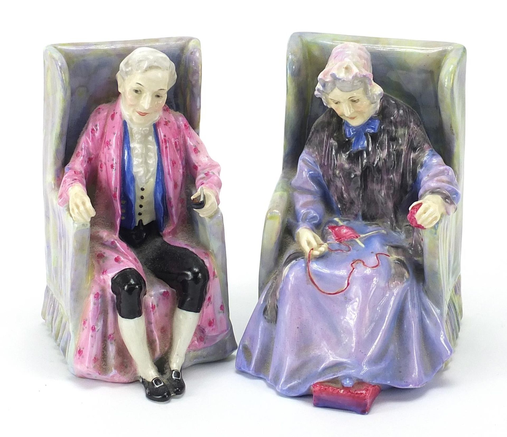 Two Royal Doulton figurines comprising Joan HN1422 and Darby HN1427, each 14cm high