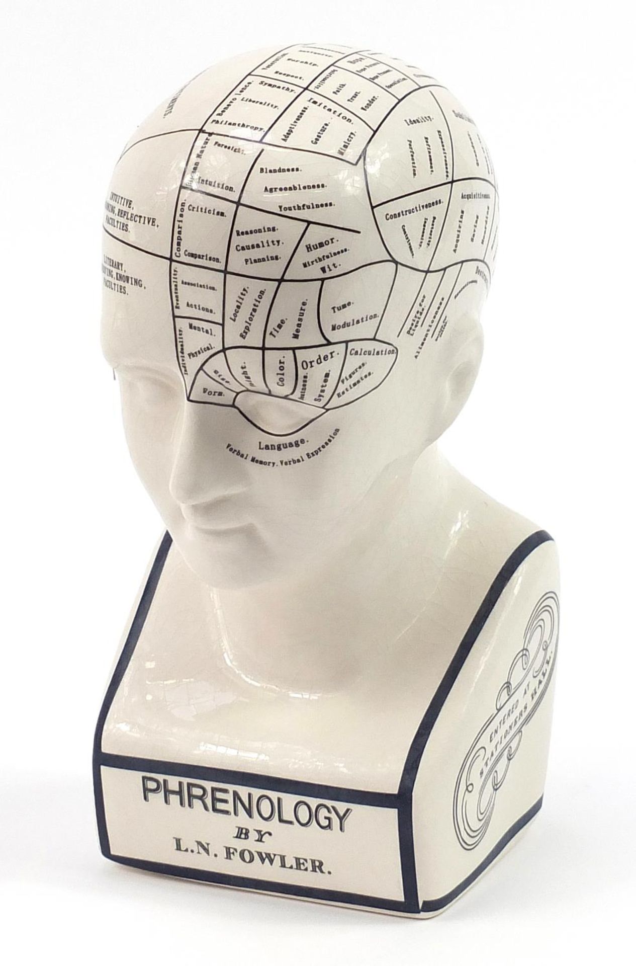 Porcelain phrenology head, 31cm high
