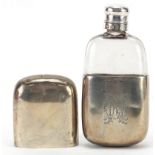Edward Osborn Marples, Victorian silver and glass hip flask with detachable cup, Birmingham 1897,