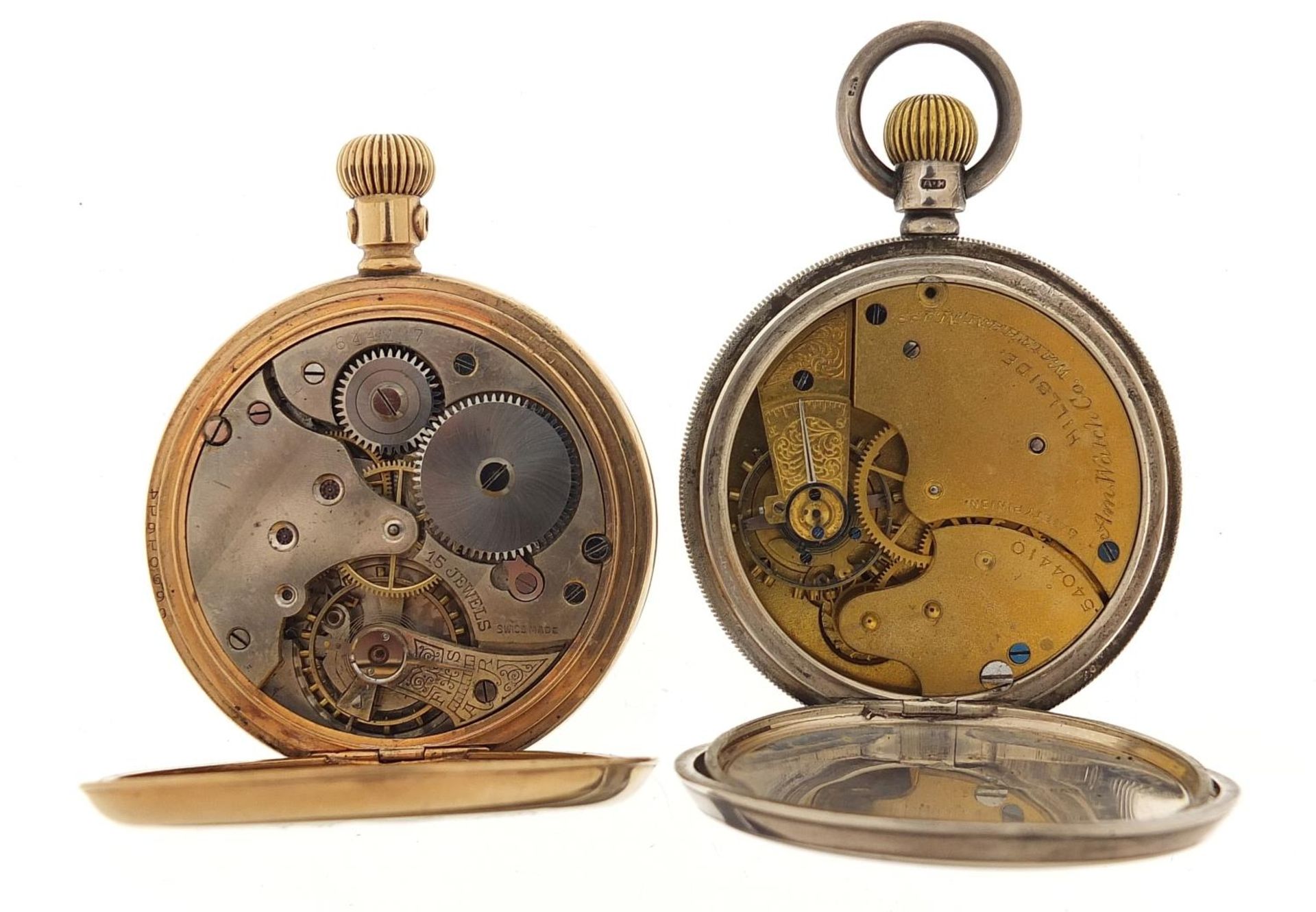 Gentlemen's silver Waltham open face pocket watch and a gold plated full hunter pocket watch, the - Image 5 of 7