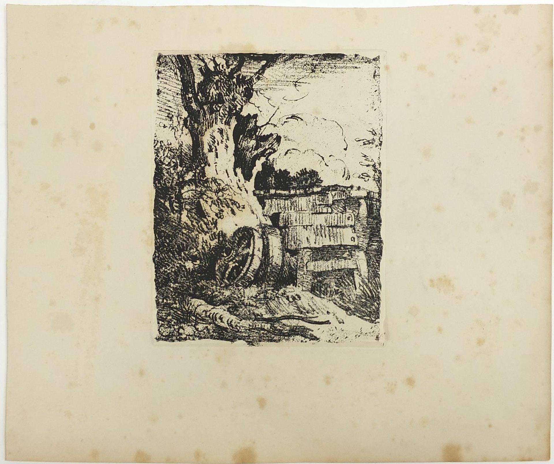 Wooded landscapes and cottage, three antique etchings including one in the manner of Thomas - Image 12 of 13