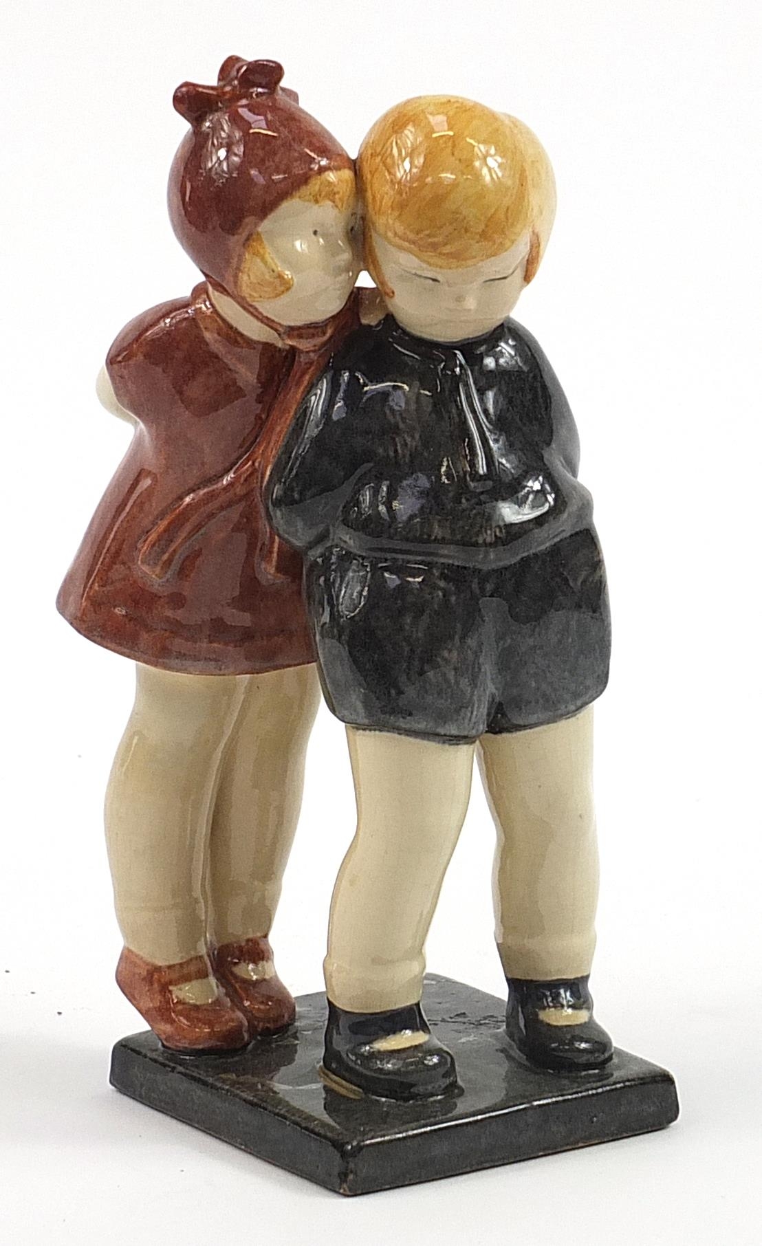 Marcel Guillard & Alexandra Kelety for Etling, French Art Deco figure group of two whispering