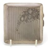 Henry Clifford Davis, silver cigarette case with engine turned decoration, Birmingham 1960, 8.5cm