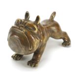 Patinated bronze stylised Bulldog, 13cm in length