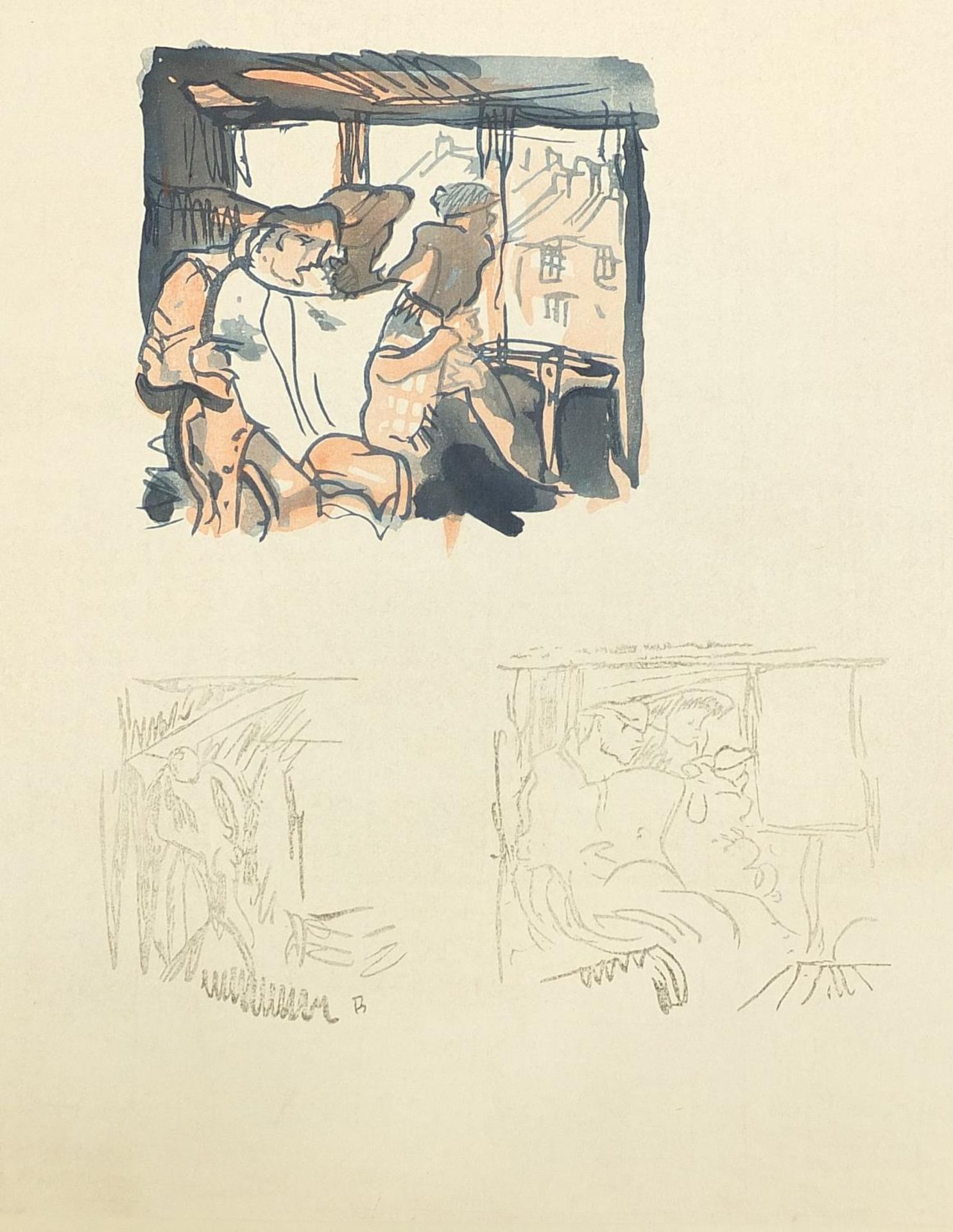 Leaves from the sketchbooks of Frank Brangwyn cut by Urushibara, folio containing twenty woodcut - Image 6 of 7