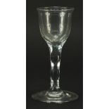 18th century wine glass with facetted stem, 14cm high