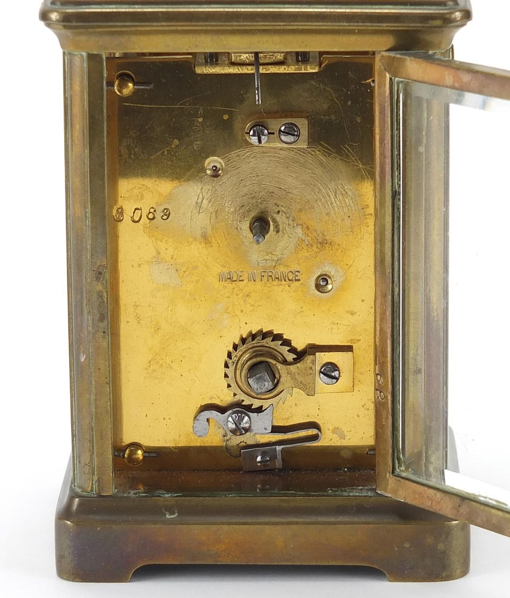 Brass cased carriage clock with swing handle, 11.5cm high - Bild 3 aus 5