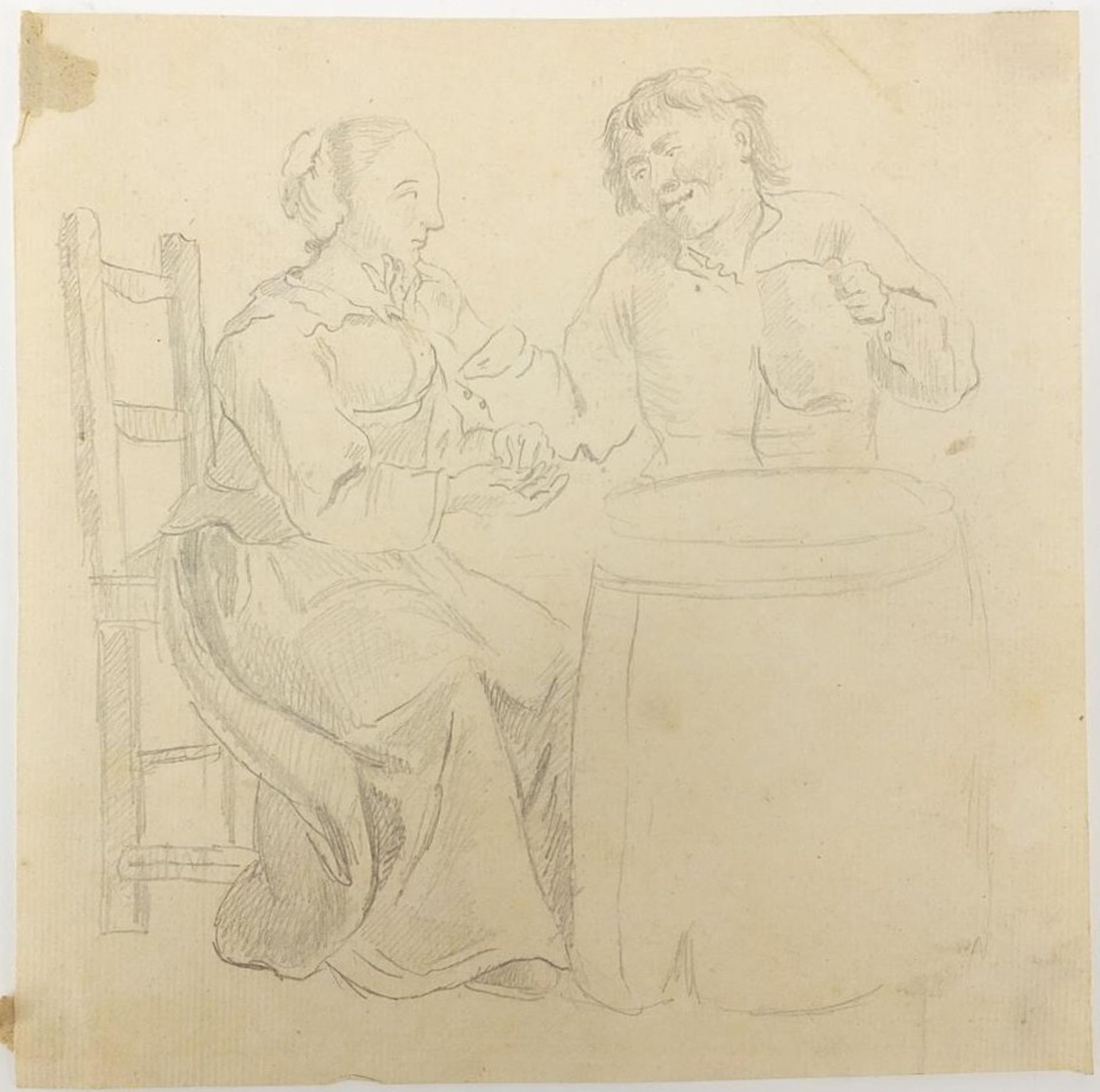 School of George Hayter - Females wearing antique dress and interior scene, four pencil drawings - Image 3 of 13