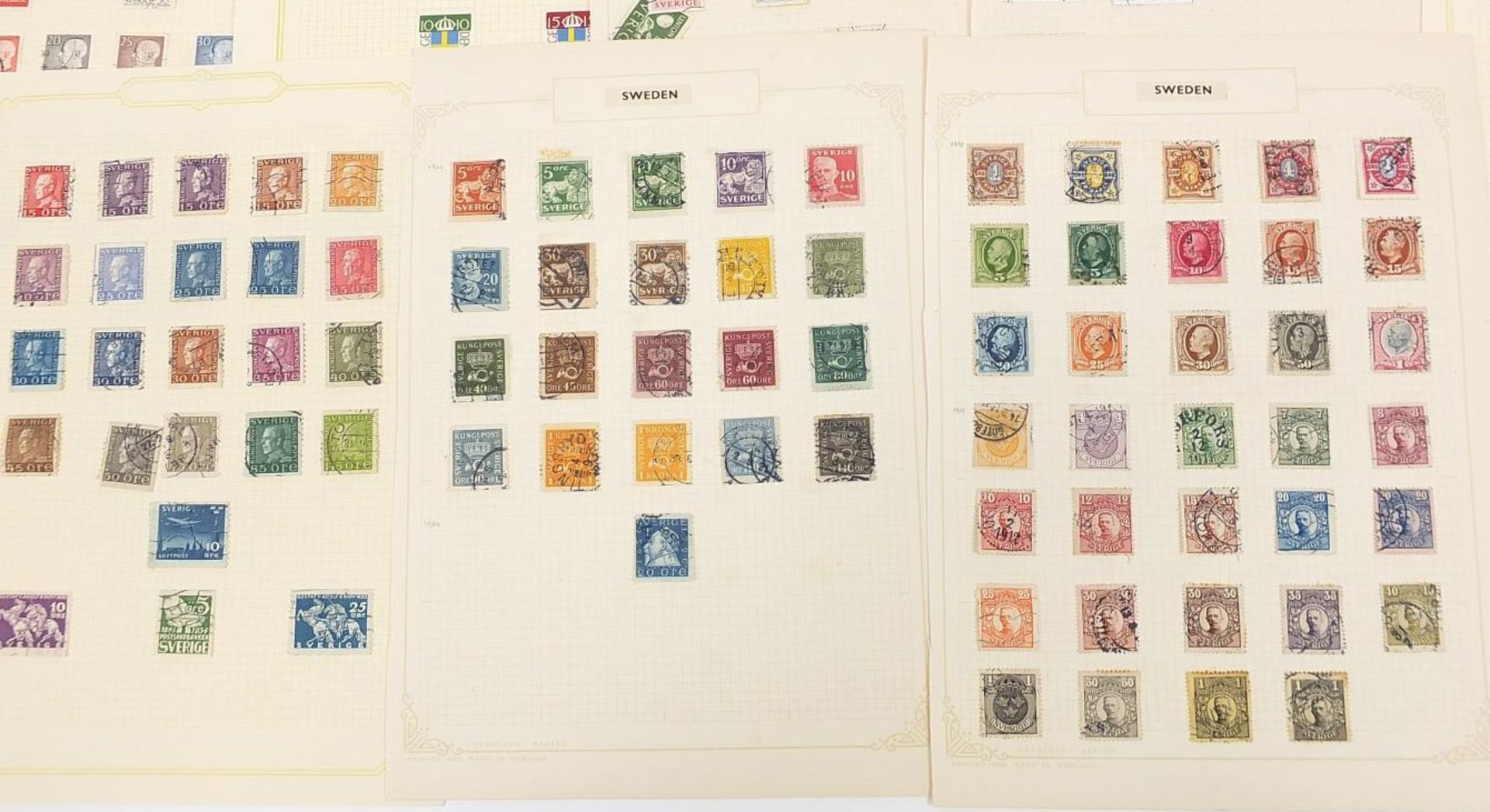 Collection of Swedish stamps from early arranged on several pages - Image 8 of 9