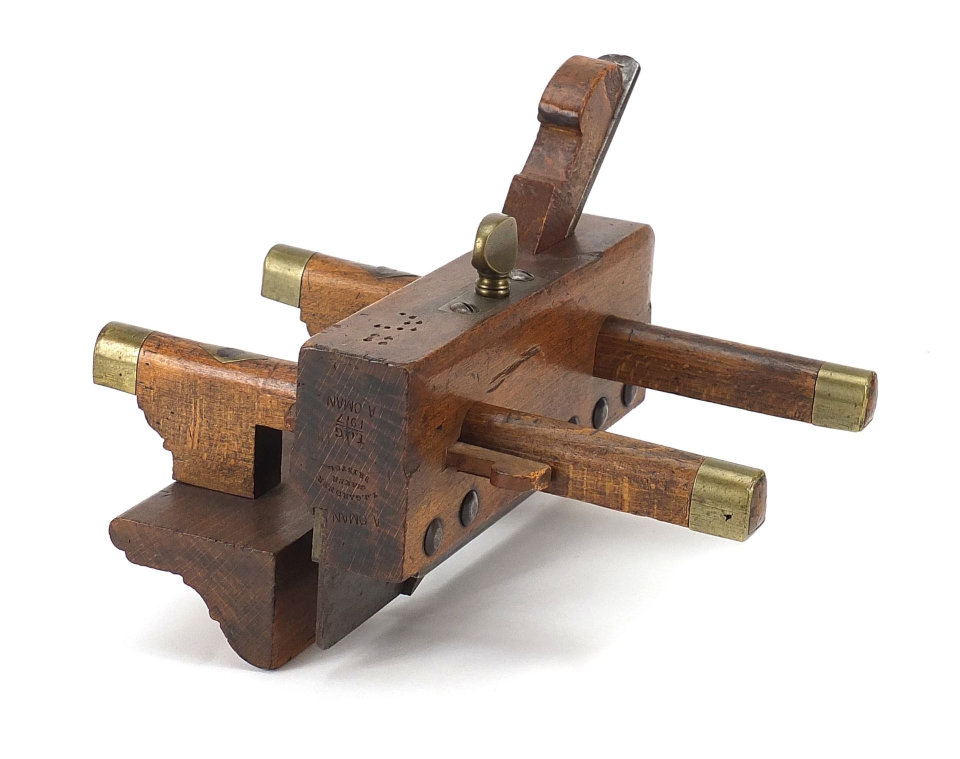 Early 20th century military interest plough plane by T Gardner, dated 1917, 23 in length