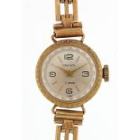 Sekonda, ladies 9ct gold wristwatch with 9ct gold strap, 17mm in diameter, total weight 13.7g