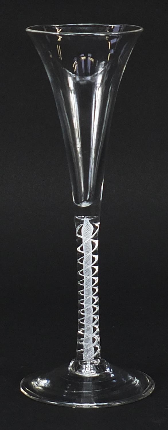 18th century wine glass with opaque and air twist stem, 19cm high - Image 2 of 3