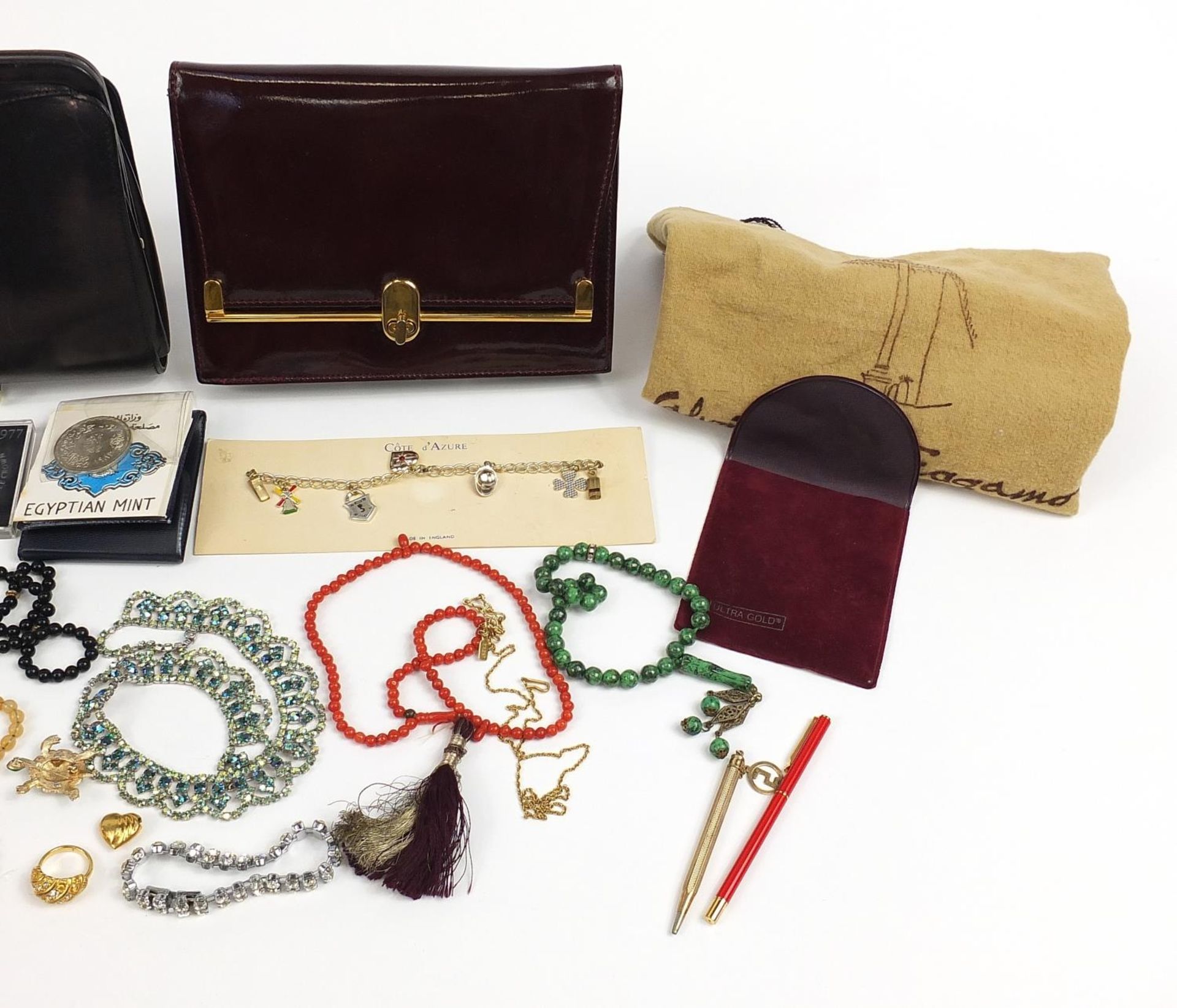 Costume jewellery and sundry items including amber coloured cheroot, ladies clutch bags, AA car - Image 8 of 10